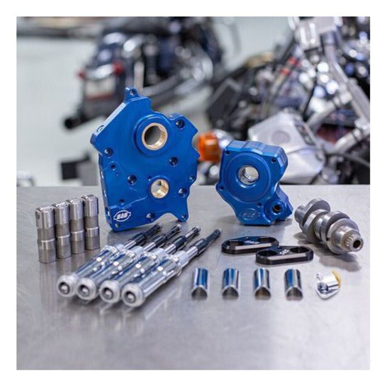 310-1004b.jpg CHAIN DRIVE 475C CAM CHEST KIT WITH CHROME PUSHROD TUBES FOR OIL COOLED 2017-UP M8 MODELS - Image 1